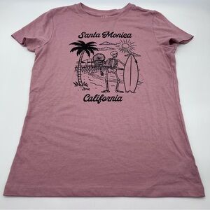 Aeropostale Classic Crew Short Sleeve Tee in Mauve Pink/Black Print- Size L